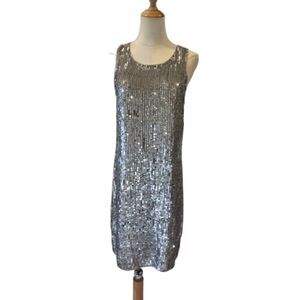 Calypso St. Barth Silver Sequin Shift Dress Sleeveless Small Party